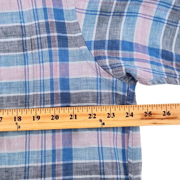 Brooks Brothers Madison Irish Linen Shirt Blue Pink Plaid Button Down Size Large - Picture 5 of 8